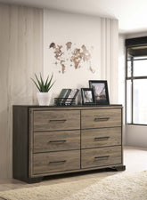 Baker 6-drawer Dresser Brown and Light Taupe  Half Price Furniture