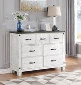 Lilith 7-drawer Dresser Distressed Grey and White Half Price Furniture