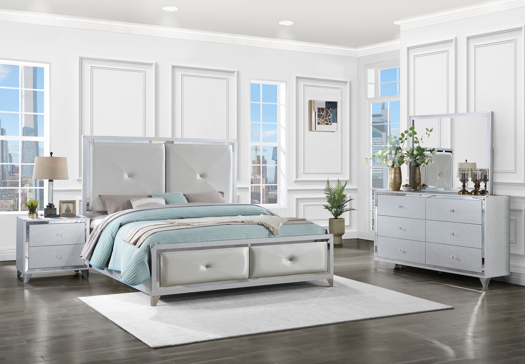 Larue Tufted Bedroom Set Silver - Half Price Furniture