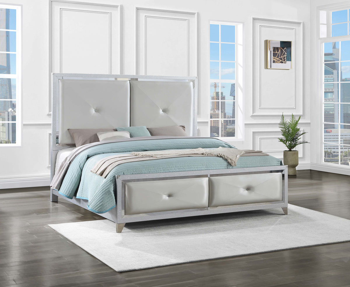 Larue Upholstered Tufted Panel Bed Silver - Half Price Furniture