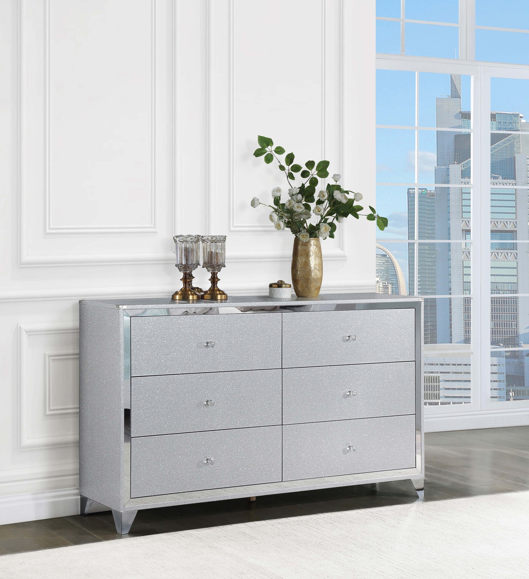 Larue 6-drawer Dresser Silver Half Price Furniture