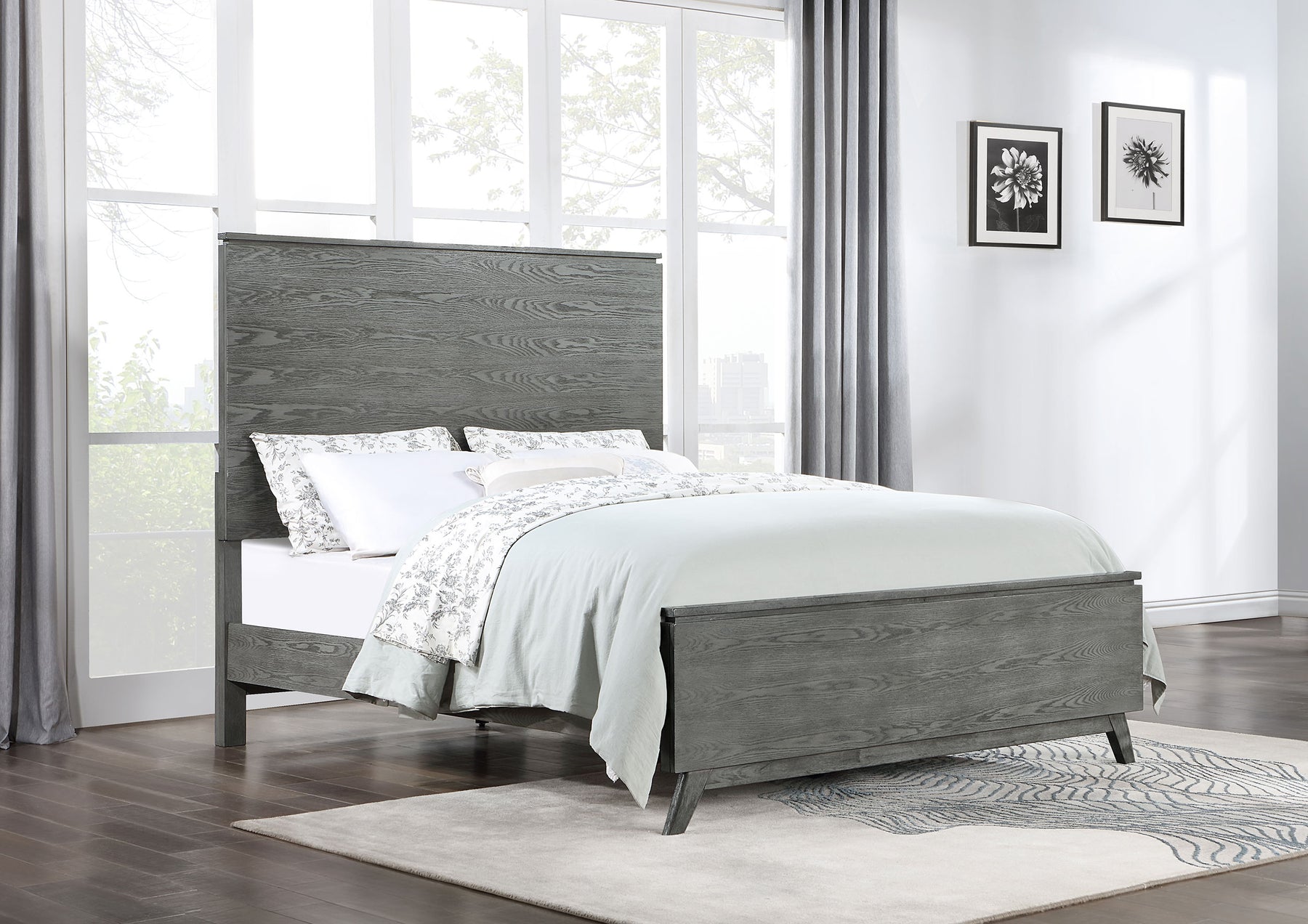 Nathan High Headboard Panel Bed Grey Half Price Furniture