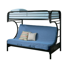 Montgomery Twin Over Futon Bunk Bed Glossy Black Half Price Furniture