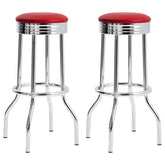 Theodore Upholstered Top Bar Stools Red and Chrome (Set of 2) Half Price Furniture