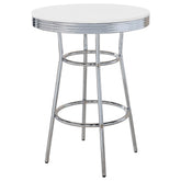 Theodore Round Bar Table Chrome and Glossy White Half Price Furniture