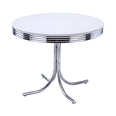 Retro Round Dining Table Glossy White and Chrome Half Price Furniture