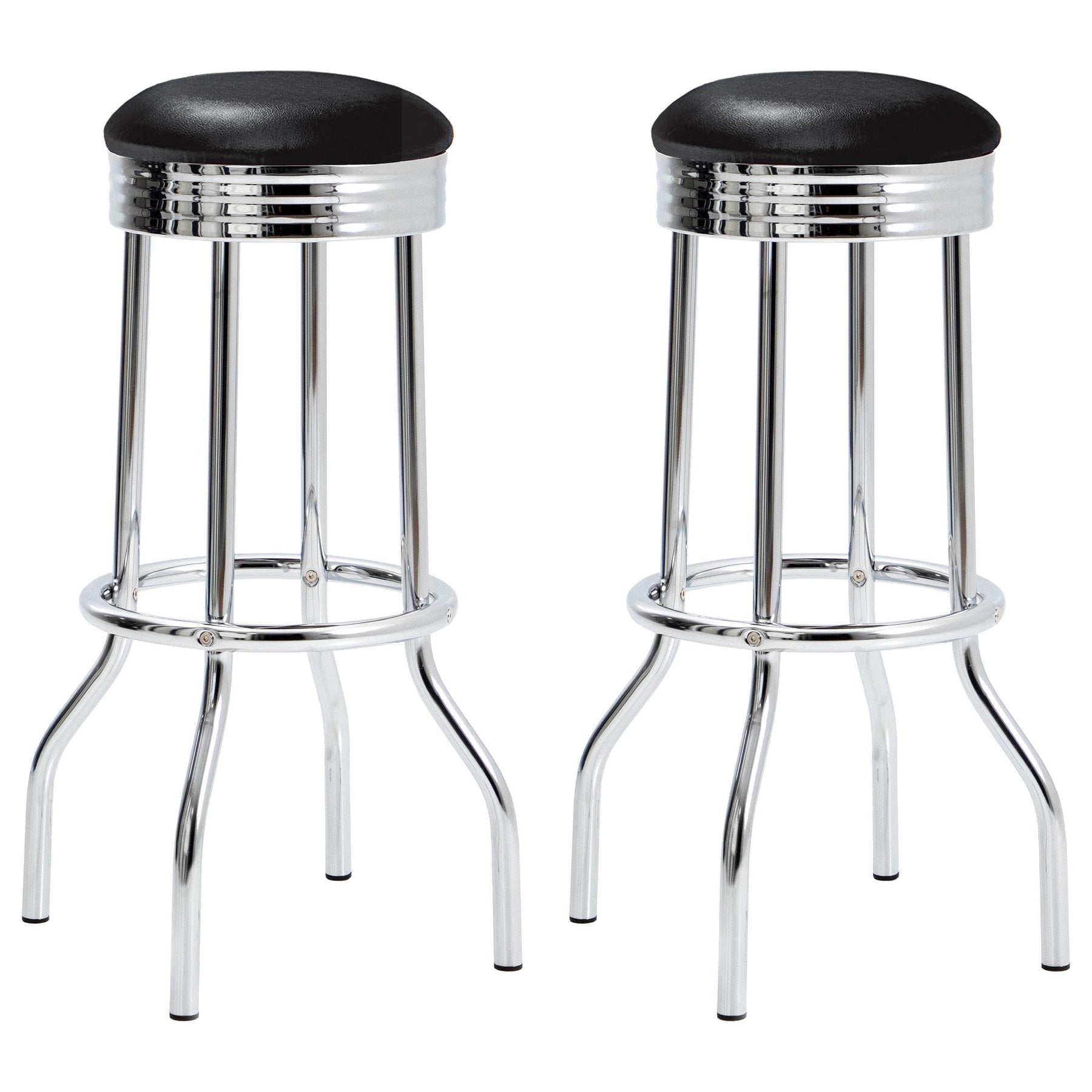 Theodore Upholstered Top Bar Stools Black and Chrome (Set of 2) Half Price Furniture