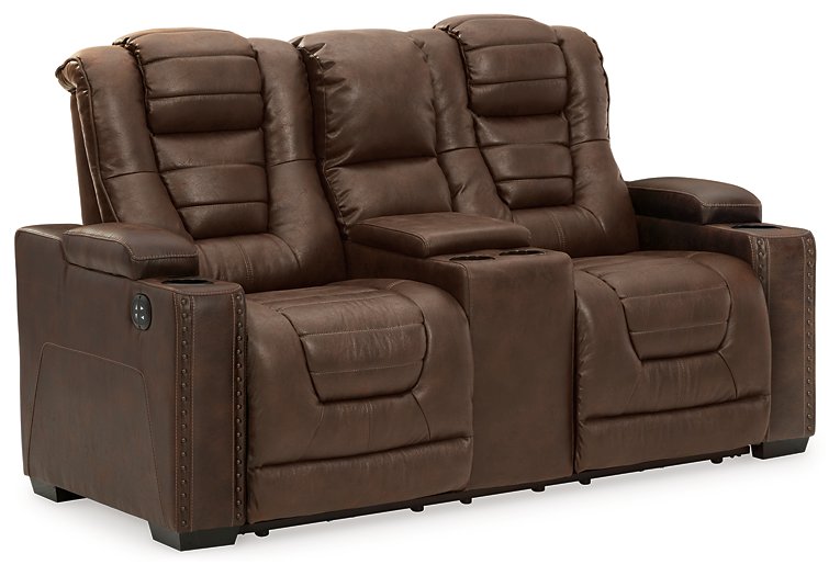 Owner's Box Power Reclining Loveseat with Console - Half Price Furniture