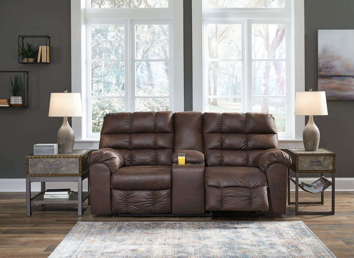 Derwin Reclining Loveseat with Console - Half Price Furniture