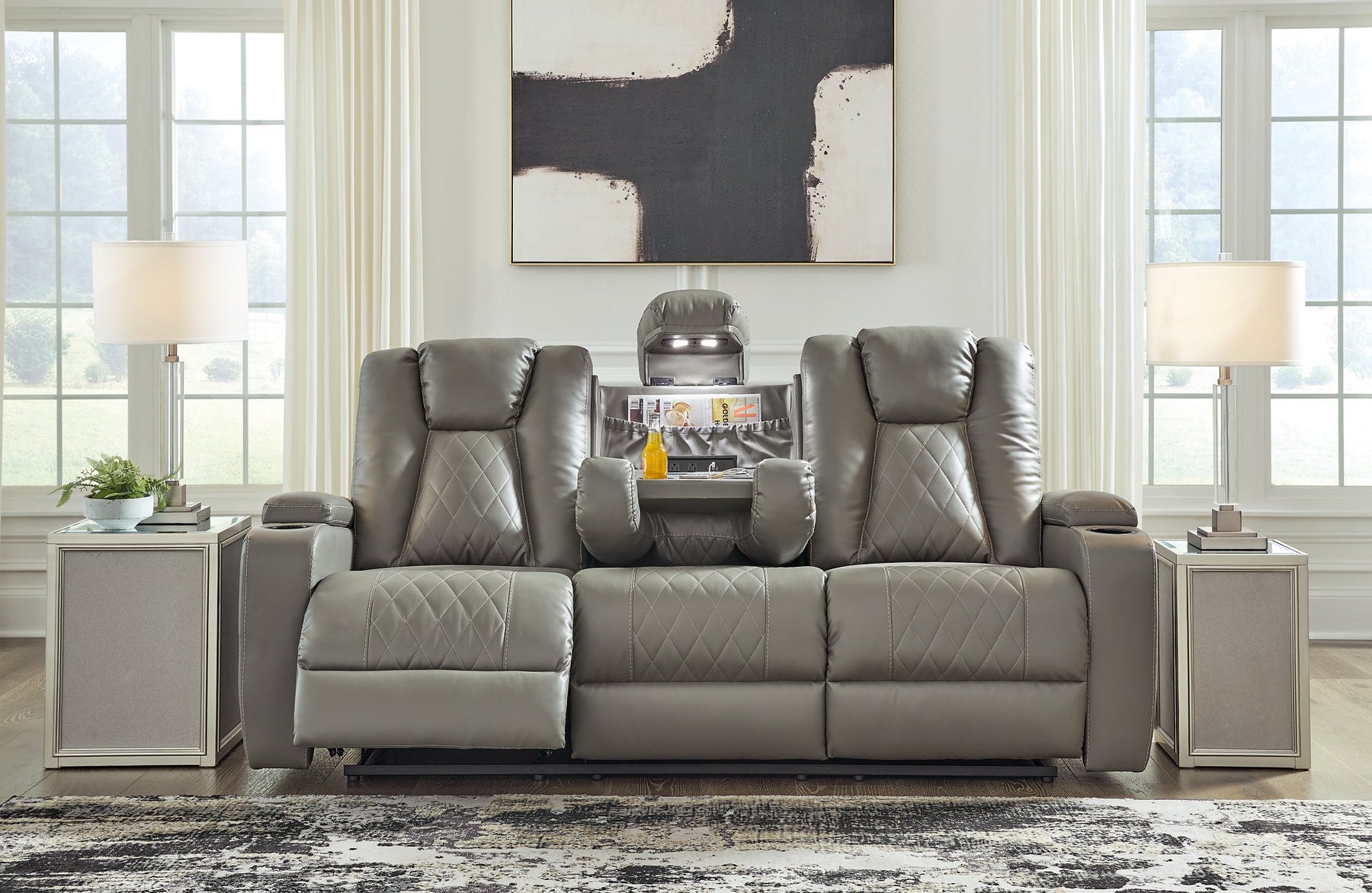 Mancin Reclining Sofa with Drop Down Table - Half Price Furniture