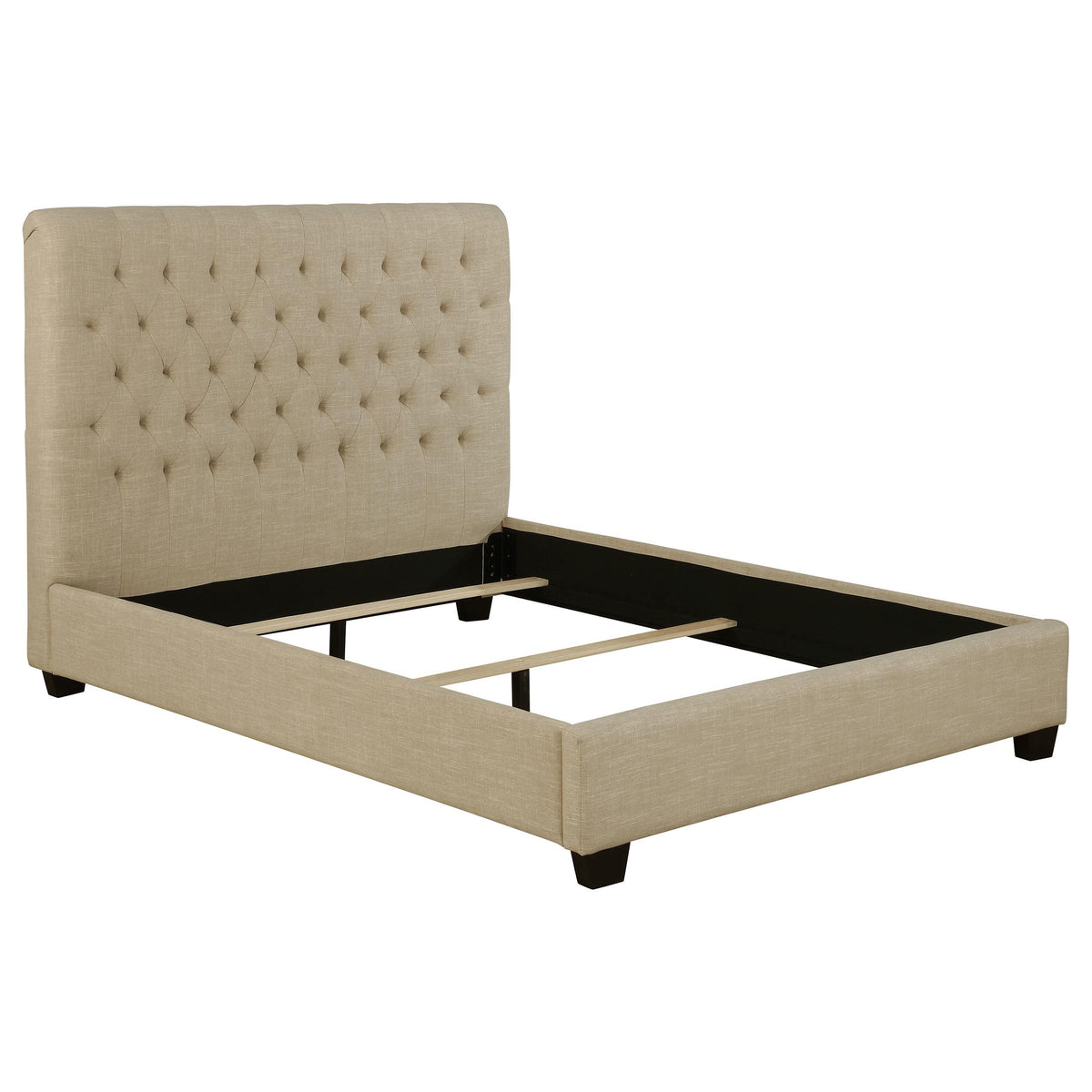 Chloe Tufted Upholstered Eastern King Bed Oatmeal  Half Price Furniture