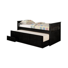 Rochford Twin Captain's Daybed with Storage Trundle Black Half Price Furniture