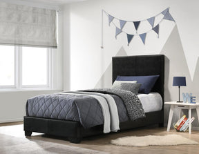 Conner Twin Upholstered Panel Bed Black Half Price Furniture