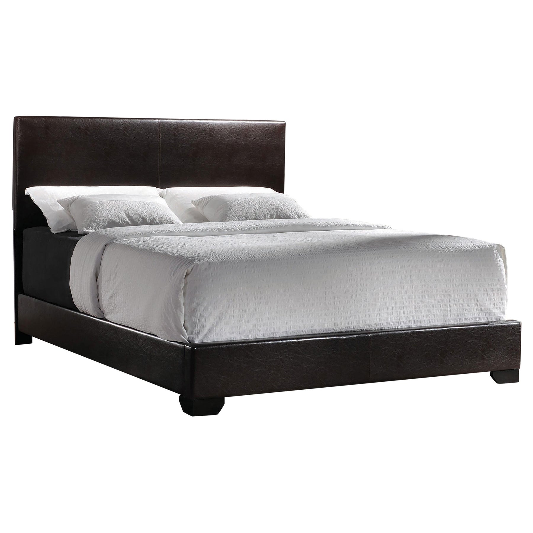 Conner Queen Upholstered Panel Bed Black and Dark Brown Half Price Furniture