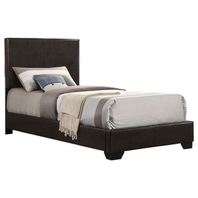 Conner Twin Upholstered Panel Bed Dark Brown Half Price Furniture