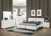 Jeremaine 5-piece California King Bedroom Set Glossy White Half Price Furniture