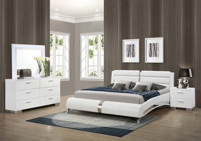 Jeremaine Bedroom Set with LED Mirror Glossy White Half Price Furniture