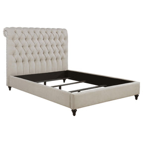 Devon Tufted Upholstered California King Bed Beige Half Price Furniture