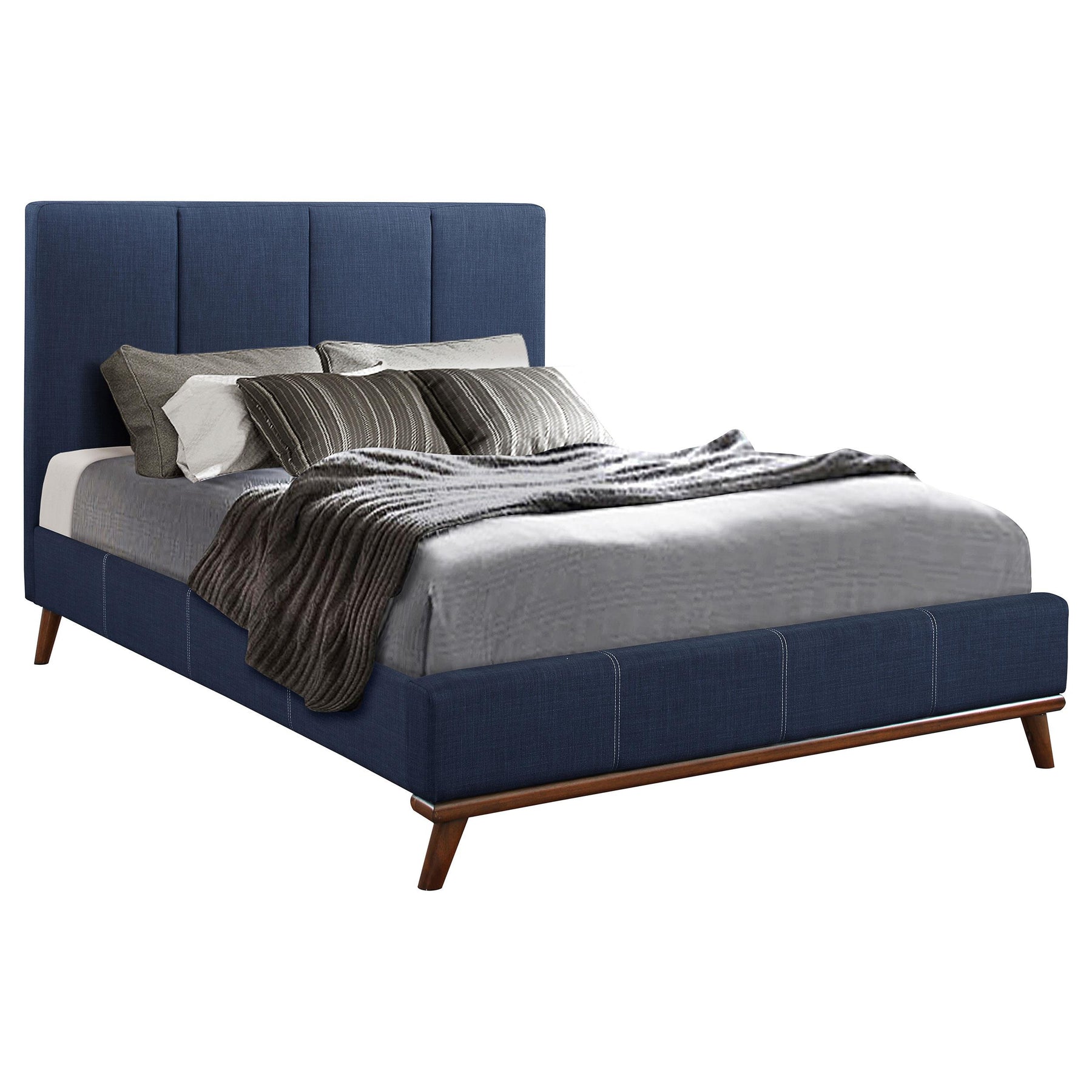 Charity Full Upholstered Bed Blue Half Price Furniture