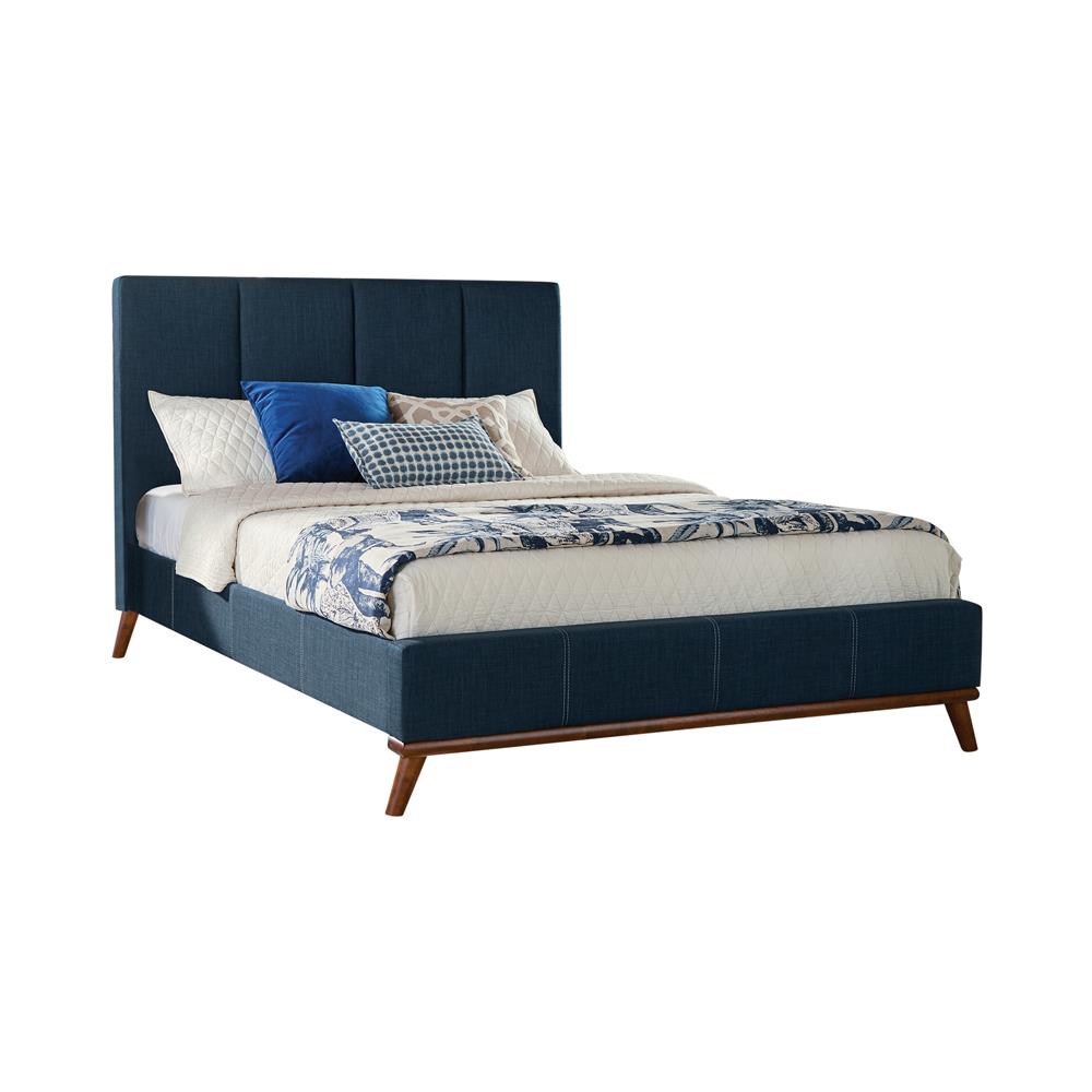 Charity Eastern King Upholstered Bed Blue Half Price Furniture