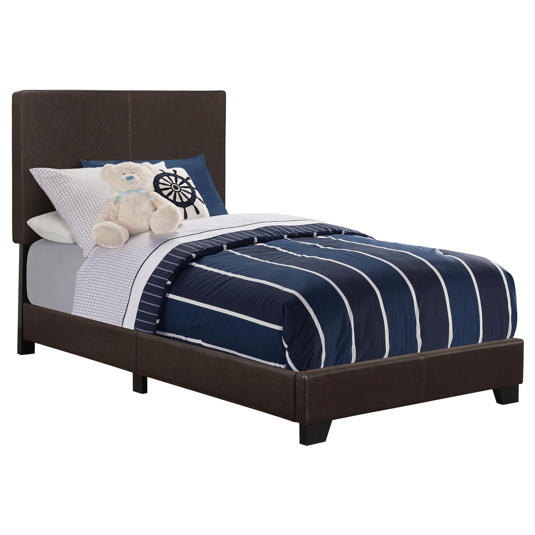 Dorian Upholstered Twin Bed Brown Half Price Furniture