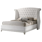 Barzini Eastern King Wingback Tufted Bed White Half Price Furniture