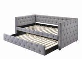 Mockern Tufted Upholstered Daybed with Trundle Grey Half Price Furniture