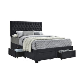 Soledad Full 4-drawer Button Tufted Storage Bed Charcoal Half Price Furniture