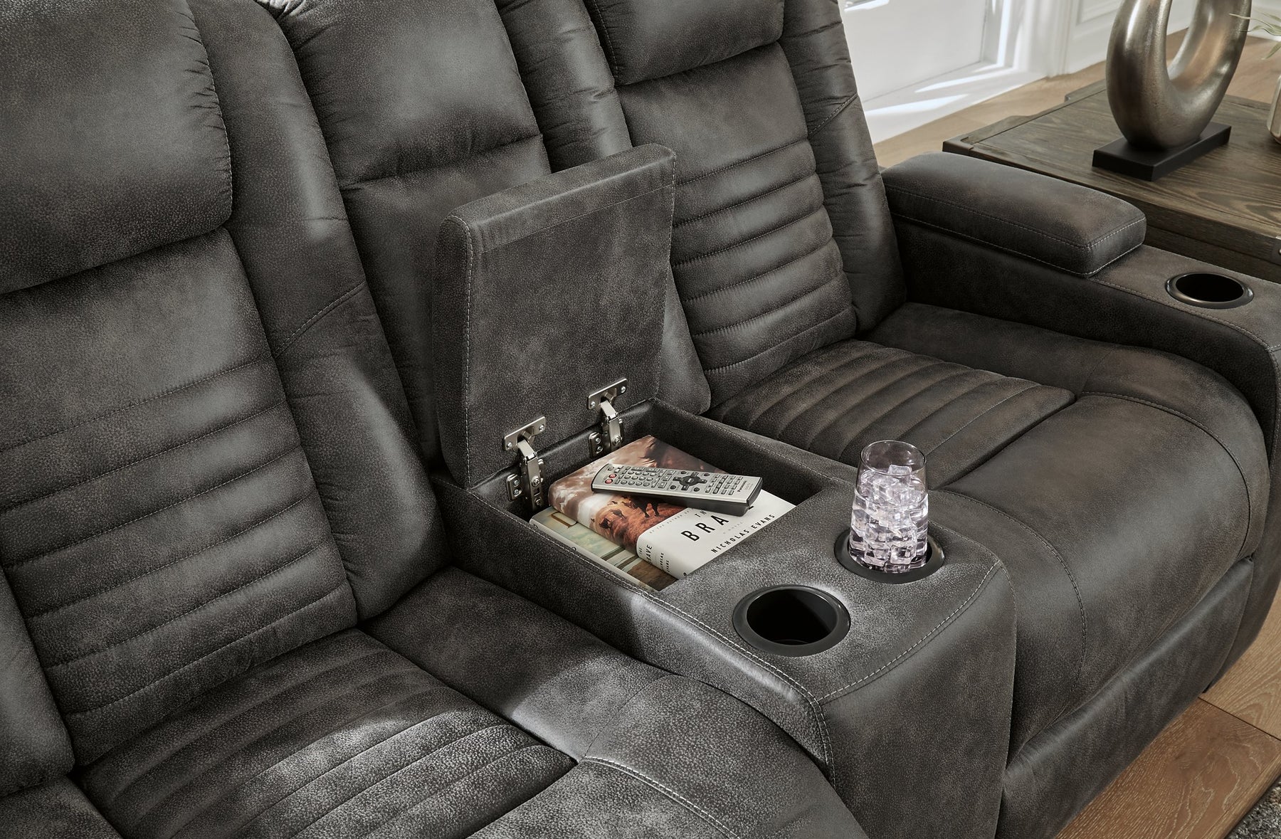 Soundcheck Power Reclining Loveseat with Console - Half Price Furniture