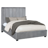 Arles Eastern King Vertical Channeled Tufted Bed Grey  Half Price Furniture