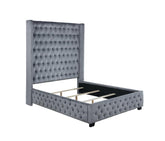 Rocori Eastern King Wingback Tufted Bed Grey Half Price Furniture