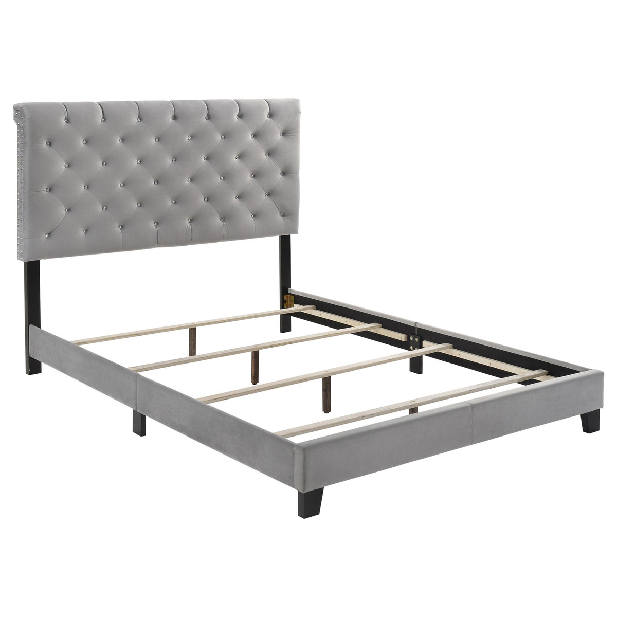 Warner Queen Upholstered Bed Grey  Half Price Furniture