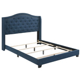 Sonoma Full Camel Headboard Bed with Nailhead Trim Blue Half Price Furniture