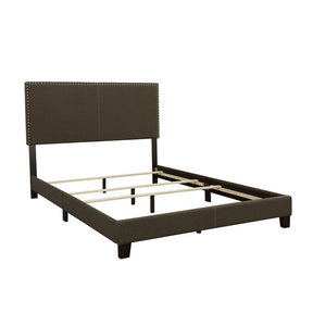 Boyd Eastern King Upholstered Bed with Nailhead Trim Charcoal Half Price Furniture