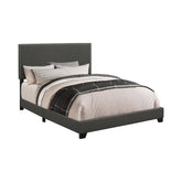 Boyd Twin Upholstered Bed with Nailhead Trim Charcoal Half Price Furniture