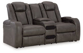 Fyne-Dyme Power Reclining Loveseat with Console Half Price Furniture