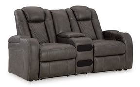 Fyne-Dyme Power Reclining Loveseat with Console - Half Price Furniture