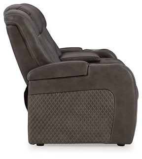 Fyne-Dyme Power Reclining Loveseat with Console - Half Price Furniture