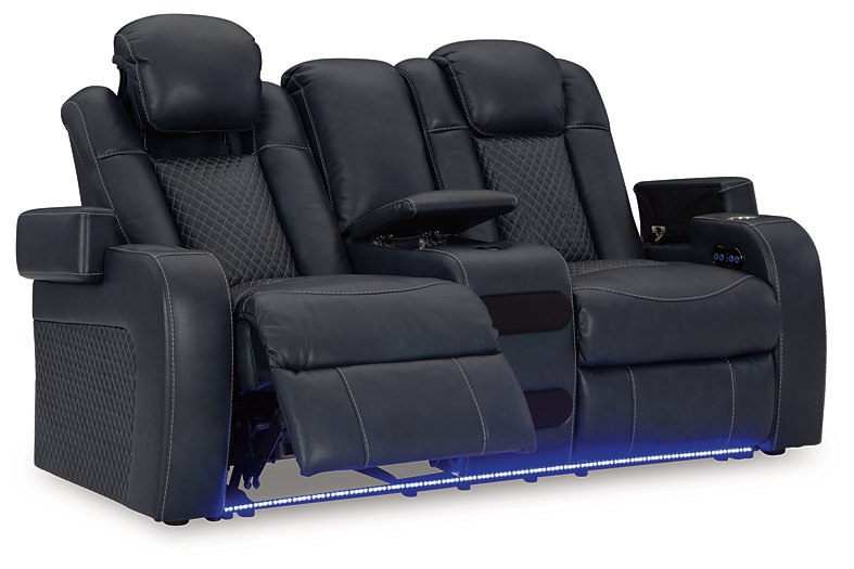 Fyne-Dyme Power Reclining Loveseat with Console - Half Price Furniture