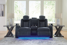 Fyne-Dyme Power Reclining Loveseat with Console - Half Price Furniture