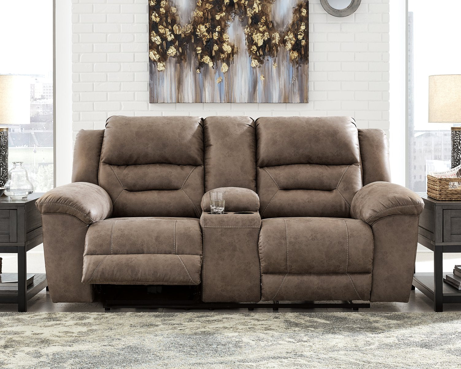 Stoneland Reclining Loveseat with Console - Half Price Furniture