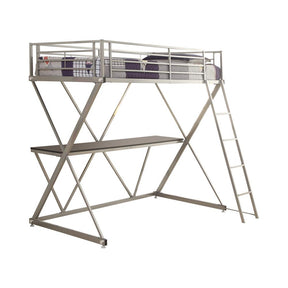 Hyde Twin Workstation Loft Bed Silver Half Price Furniture