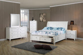 Selena 4-Piece Storage Bedroom Set with Sleigh Headboard Buttermilk Full Half Price Furniture