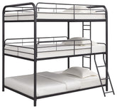 Garner Triple Full Bunk Bed with Ladder Gunmetal Half Price Furniture