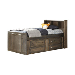 Wrangle Hill Twin Storage Bed Gun Smoke Half Price Furniture