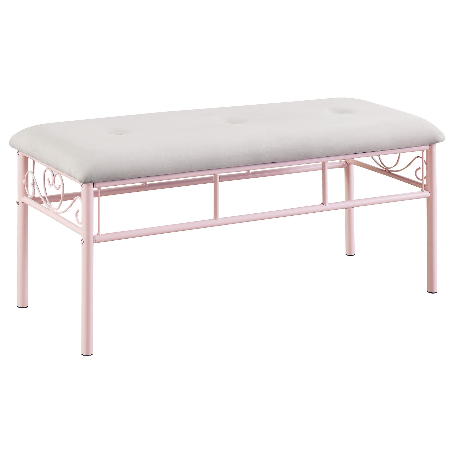 Massi Tufted Upholstered Bench Powder Pink Half Price Furniture