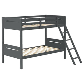 Littleton Twin Over Twin Bunk Bed Grey  Half Price Furniture