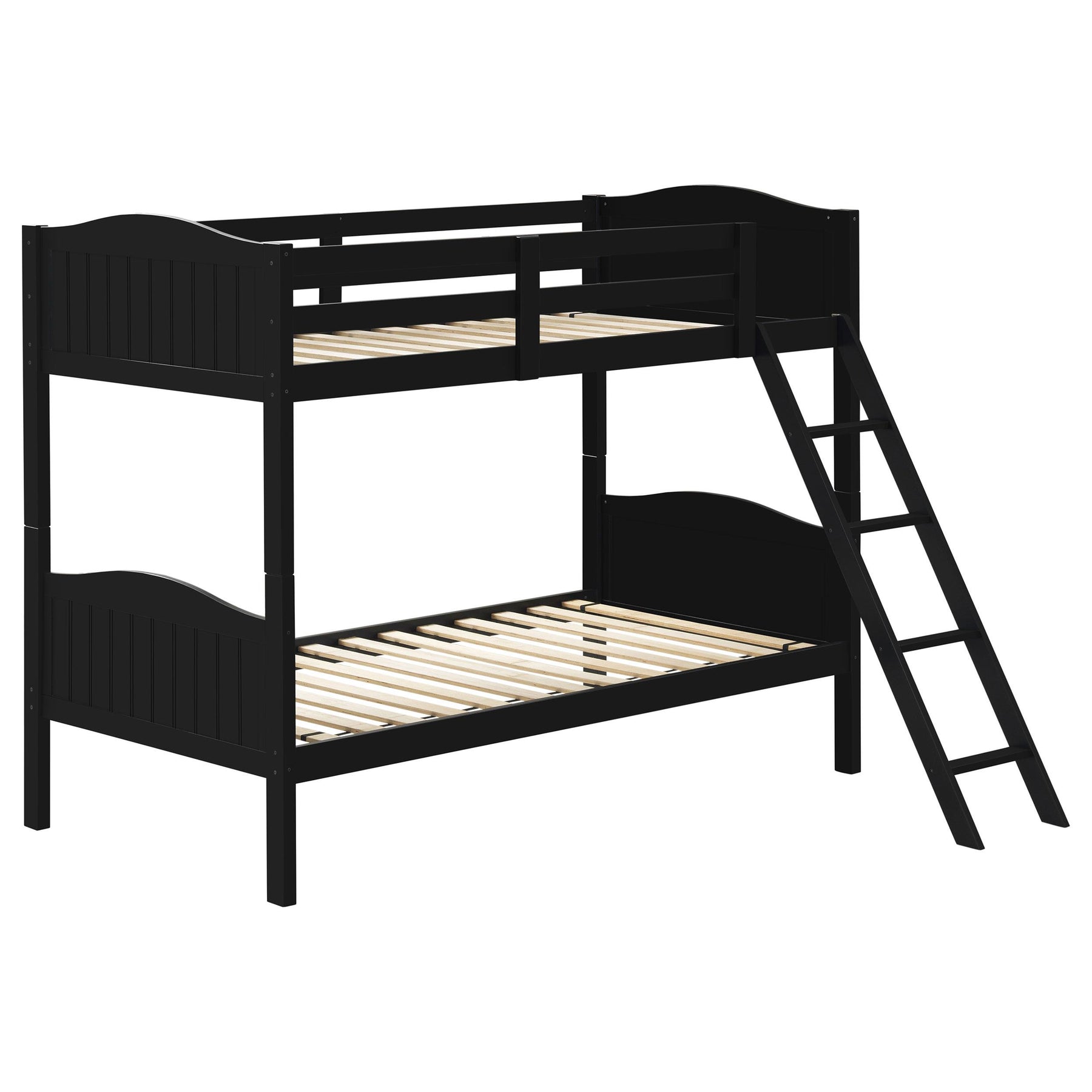 Arlo Twin Over Twin Bunk Bed with Ladder Black Half Price Furniture