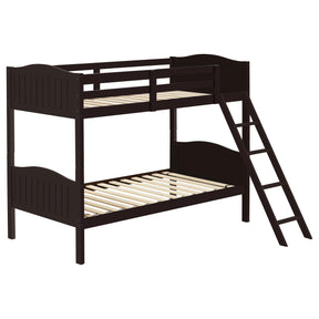 Arlo Twin Over Twin Bunk Bed with Ladder Espresso Half Price Furniture