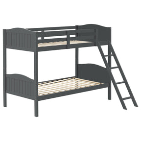 Arlo Twin Over Twin Bunk Bed with Ladder Grey Half Price Furniture